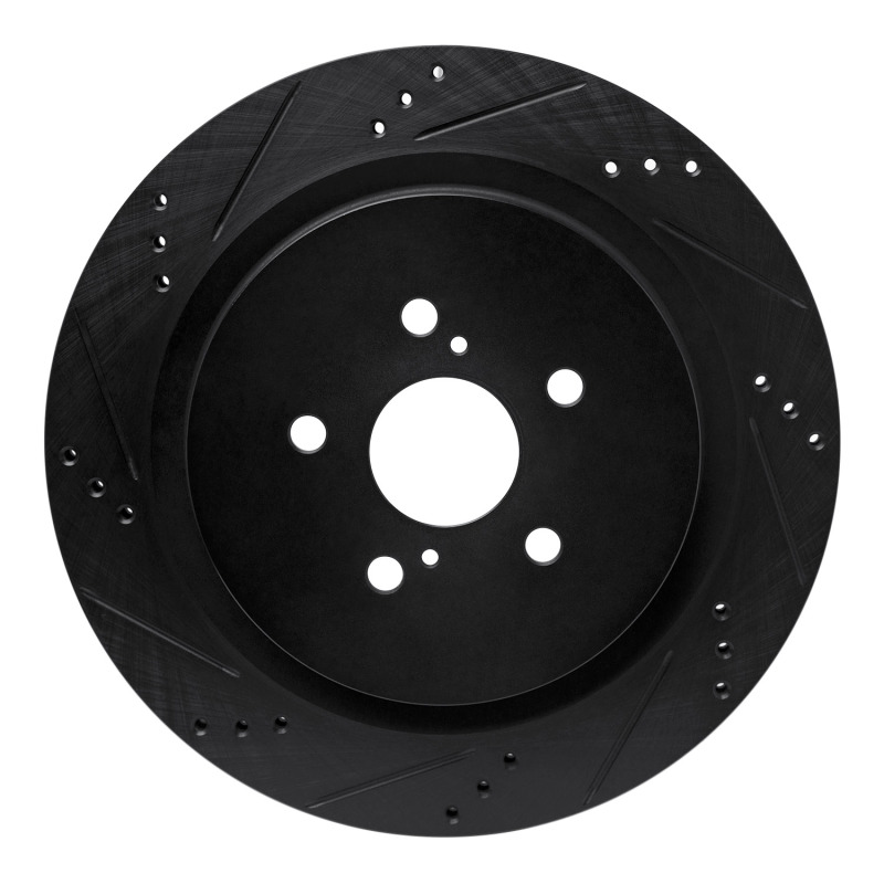 Lexus RX350 Brake Rotor (1) - Rear Left - R1 Concepts - Drilled & Slotted - Black - `16-`22